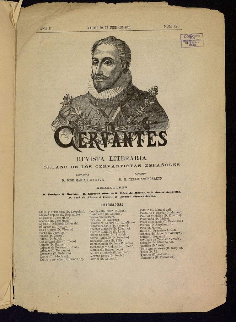 Miniatura de Cervantes : revista literaria de 30 de junio de 1876, nº 42