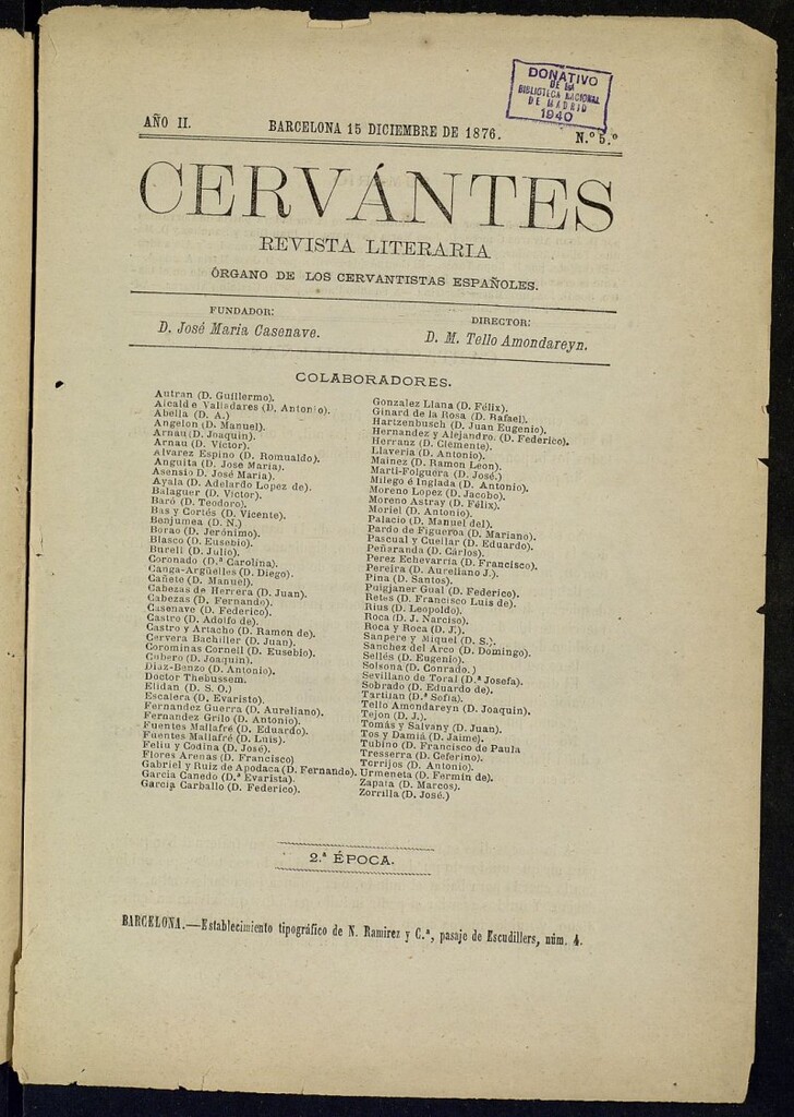 Miniatura de Cervantes : revista literaria de 15 de diciembre de 1876, nº 5