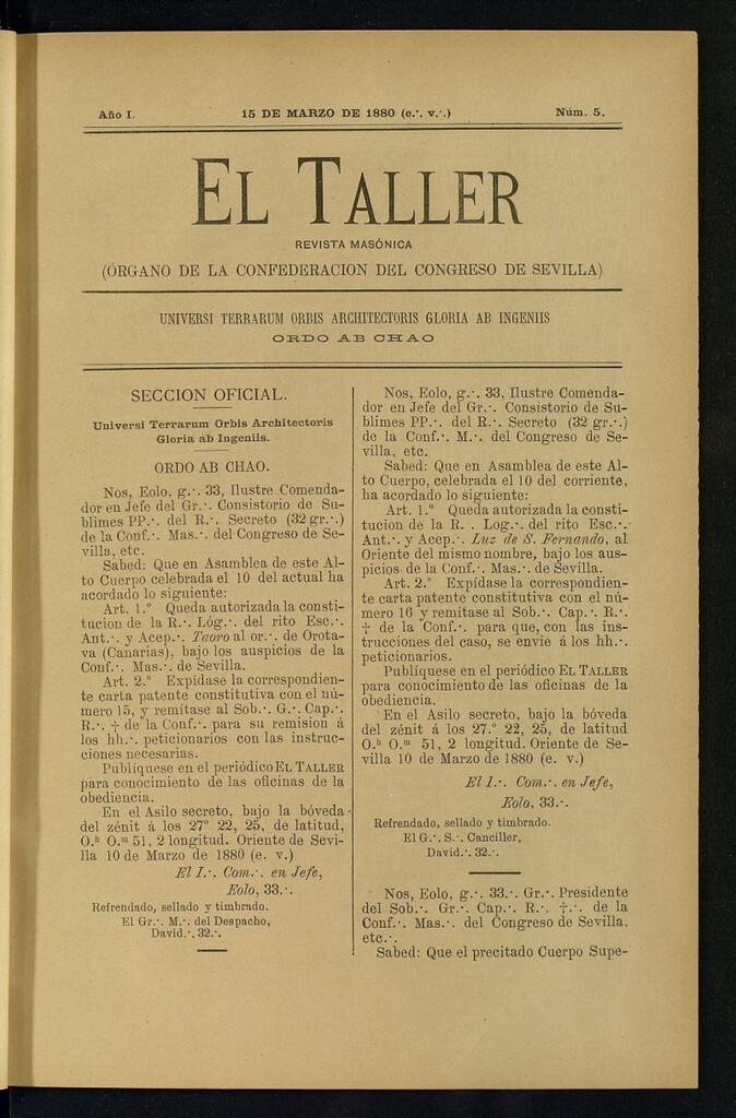 Miniatura de EL Taller, de 15 de marzo de 1880, nº 5