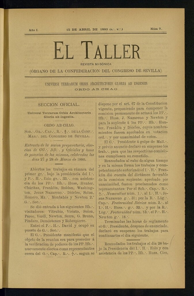 Miniatura de EL Taller, de 15 de abril de 1880, nº 7