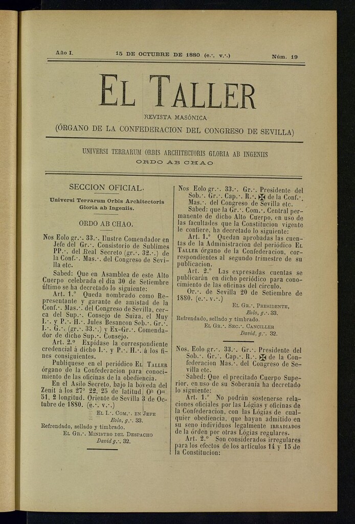 Miniatura de EL Taller, de 15 de octubre de 1880, nº 19