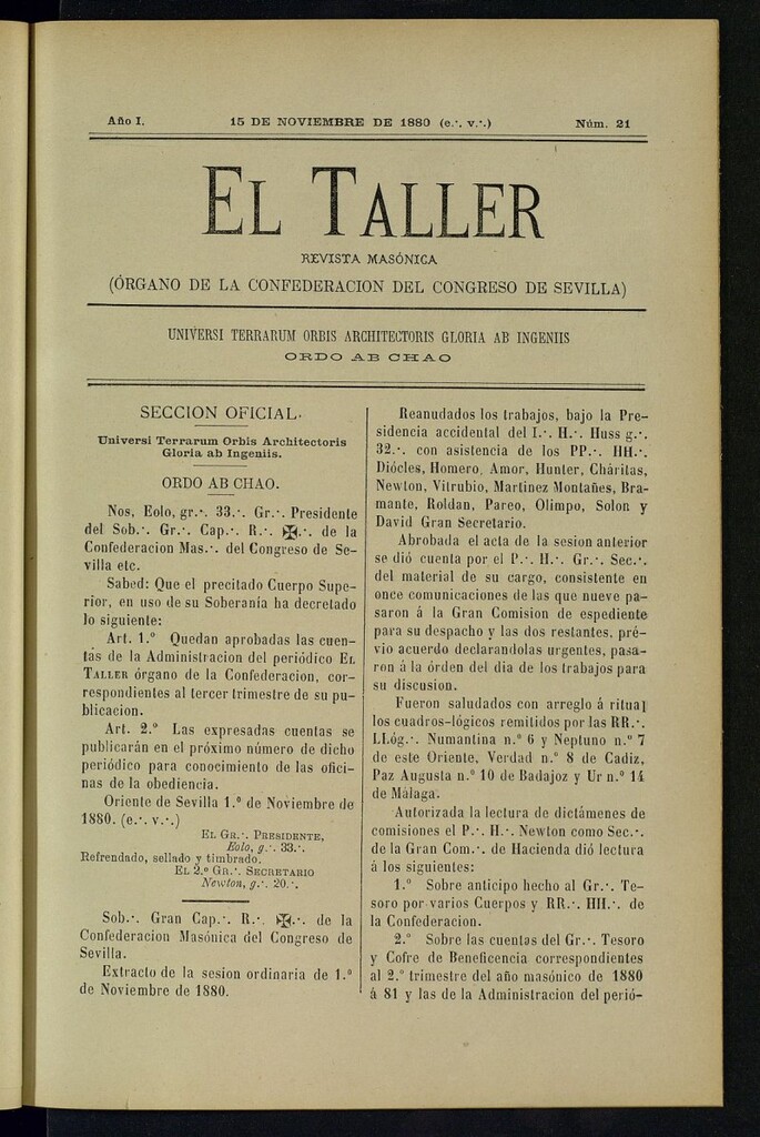 Miniatura de EL Taller, de 15 de noviembre de 1880, nº 21