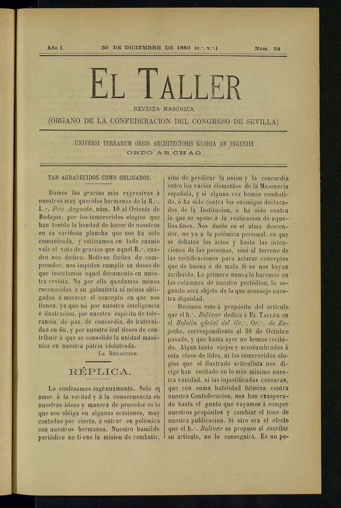 Miniatura de EL Taller, de 30 de diciembre de 1880, nº 24