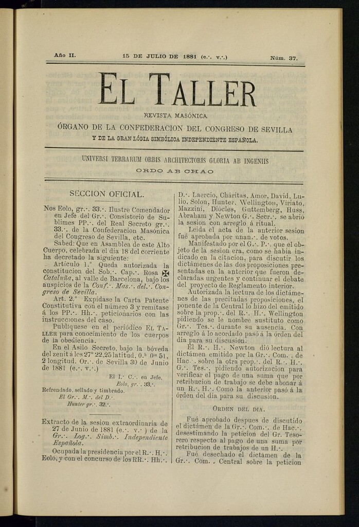 Miniatura de EL Taller, de 15 de julio de 1881, nº 37