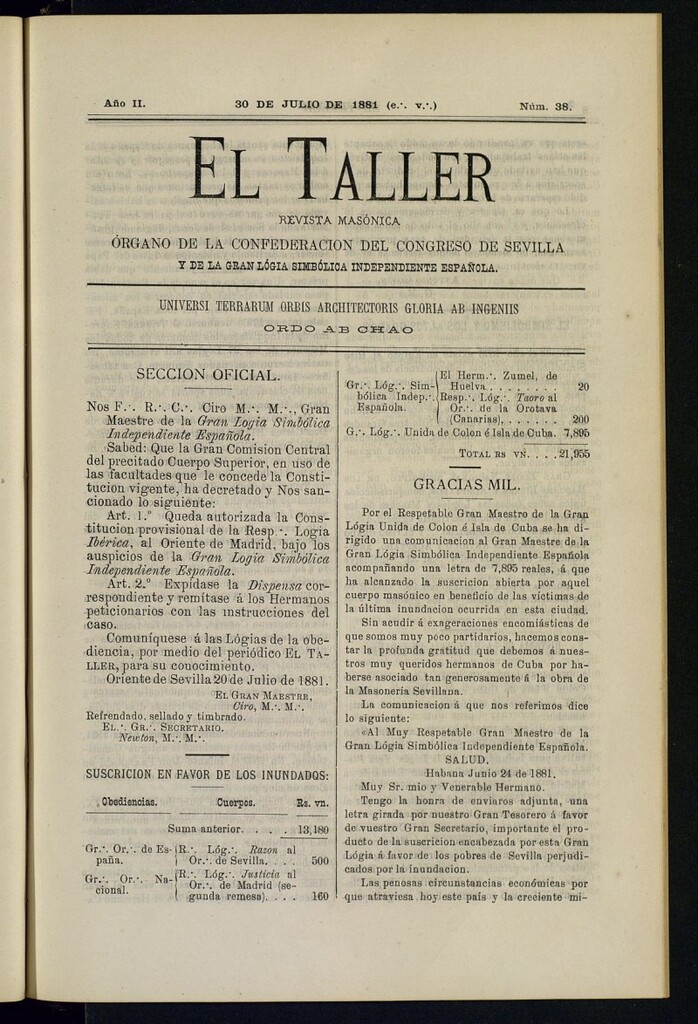 Miniatura de EL Taller, de 30 de julio de 1881, nº 38