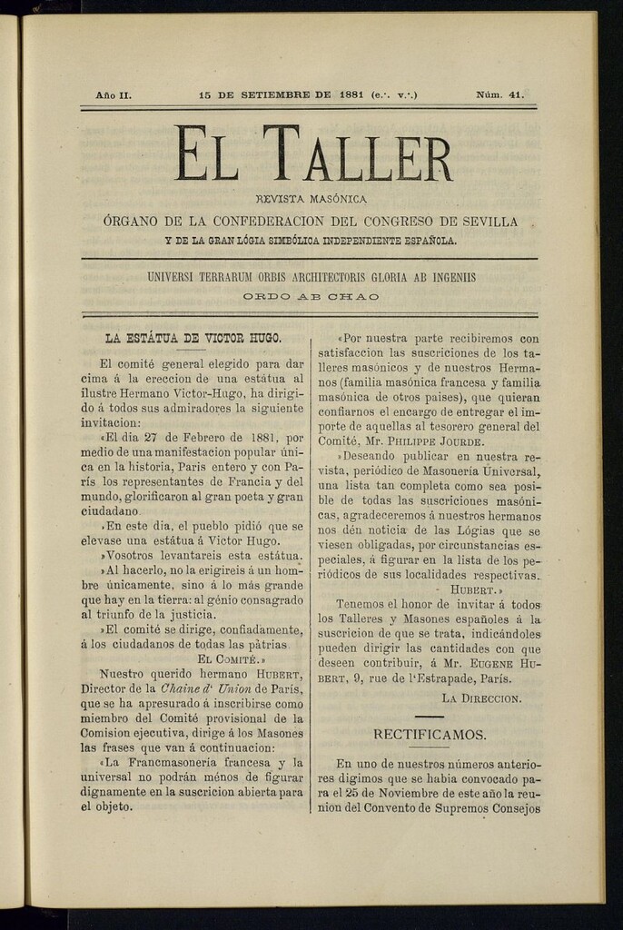 Miniatura de EL Taller, de 15 de septiembre de 1881, nº 41
