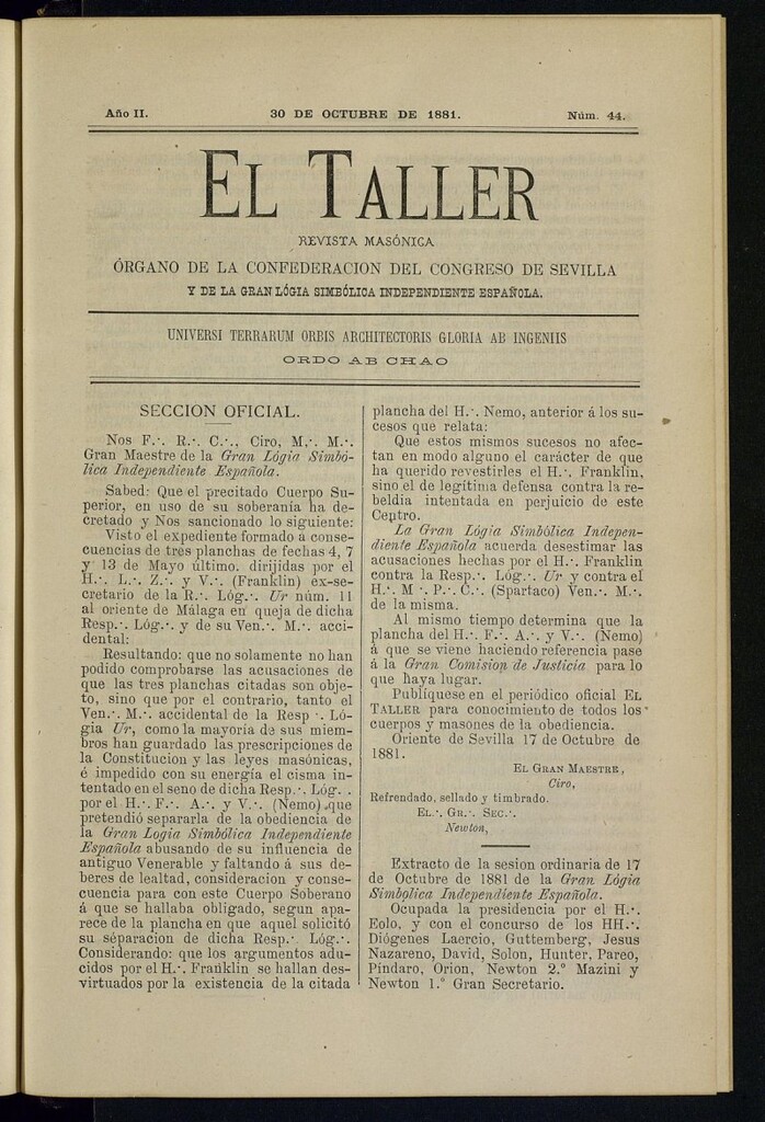 Miniatura de EL Taller, de 30 de octubre de 1881, nº 44