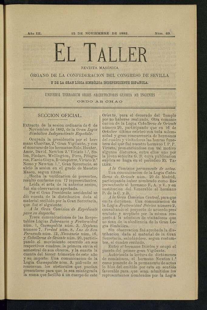 Miniatura de El Taller, de 15 de noviembre de 1882, nº 69