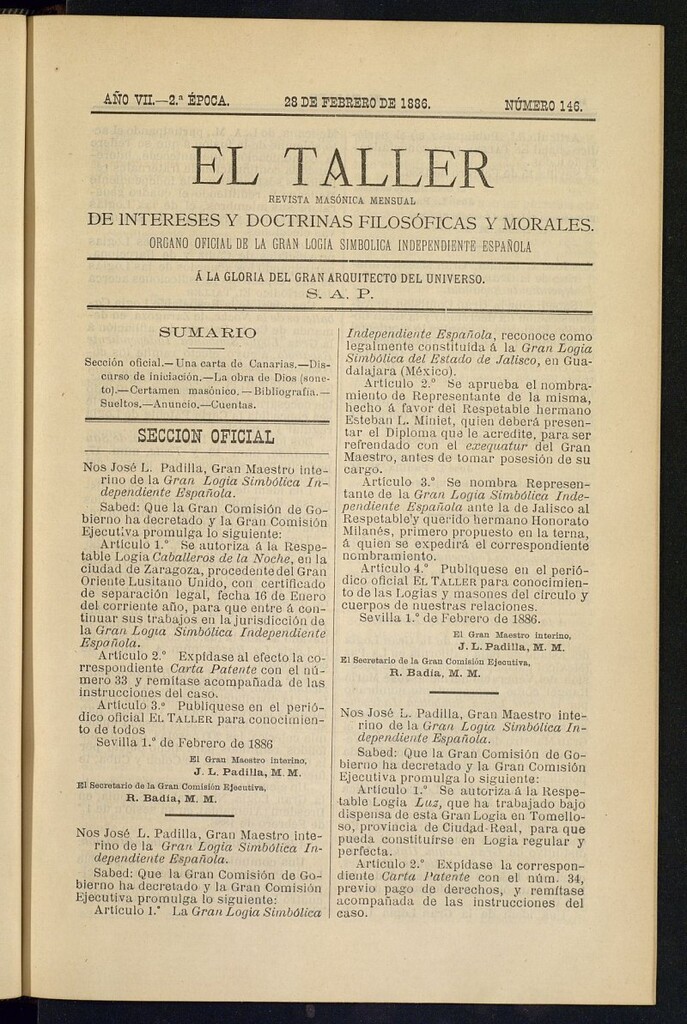 Miniatura de El Taller, de 28 de febrero de 1886, nº 146