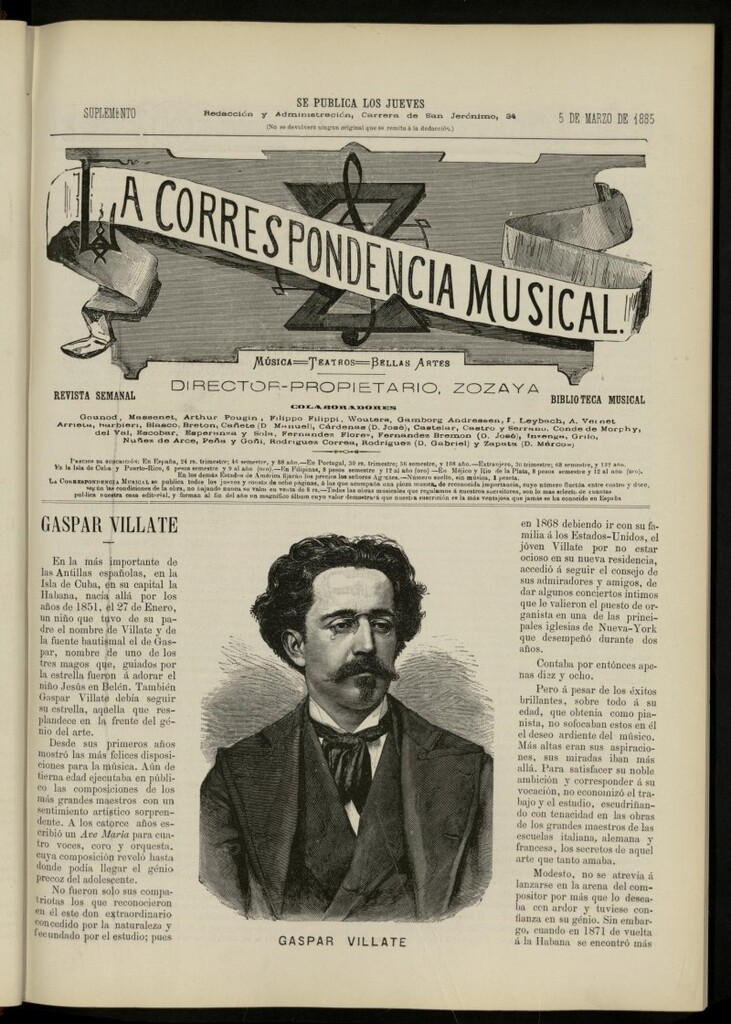Miniatura de La Correspondencia musical : música, teatros, bellas artes,de 5 de marzo de 1885, suplemento