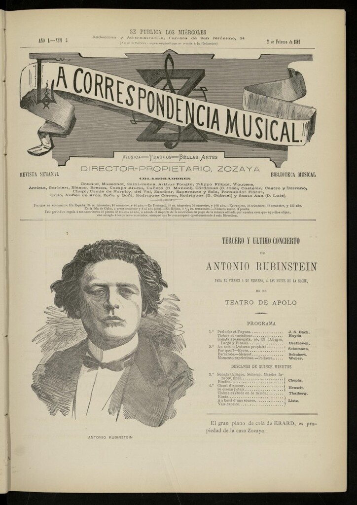 Miniatura de La Correspondencia musical : música, teatros, bellas artes , de 2 de febrero de 1881, nº 5