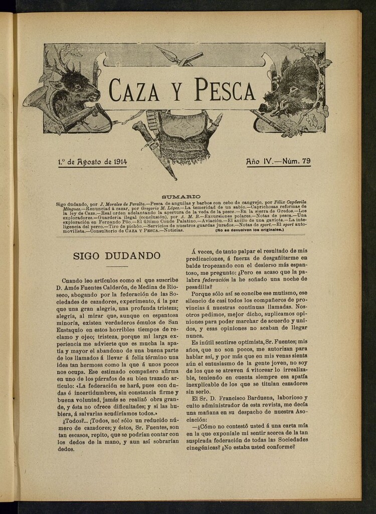 Miniatura de Caza y Pesca, de 1 de agosto de 1914, nº 79
