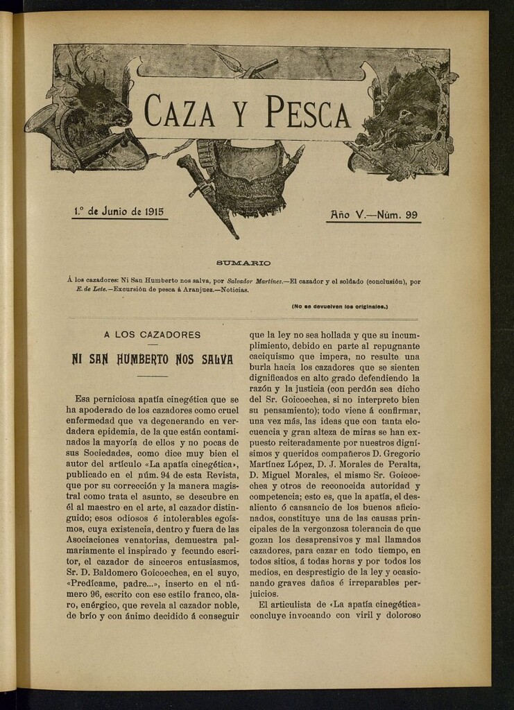 Miniatura de Caza y Pesca, de 1 de junio de 1915, nº 99