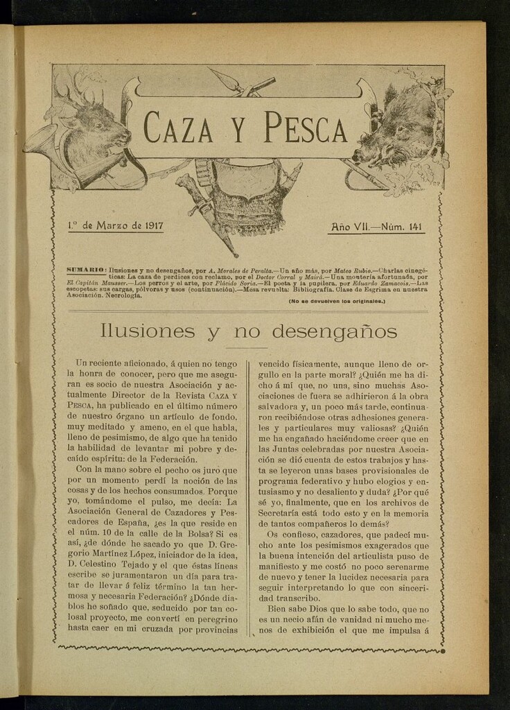 Miniatura de Caza y Pesca, de 1 de marzo de 1917, nº 141