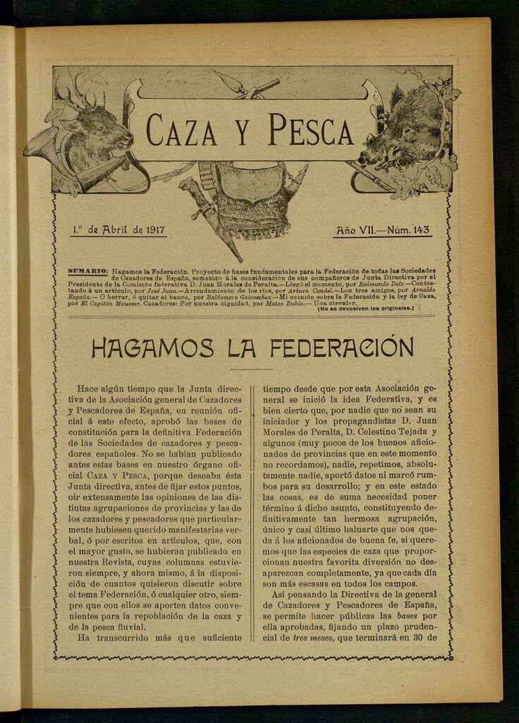 Miniatura de Caza y Pesca, de 1 de abril de 1917, nº 143
