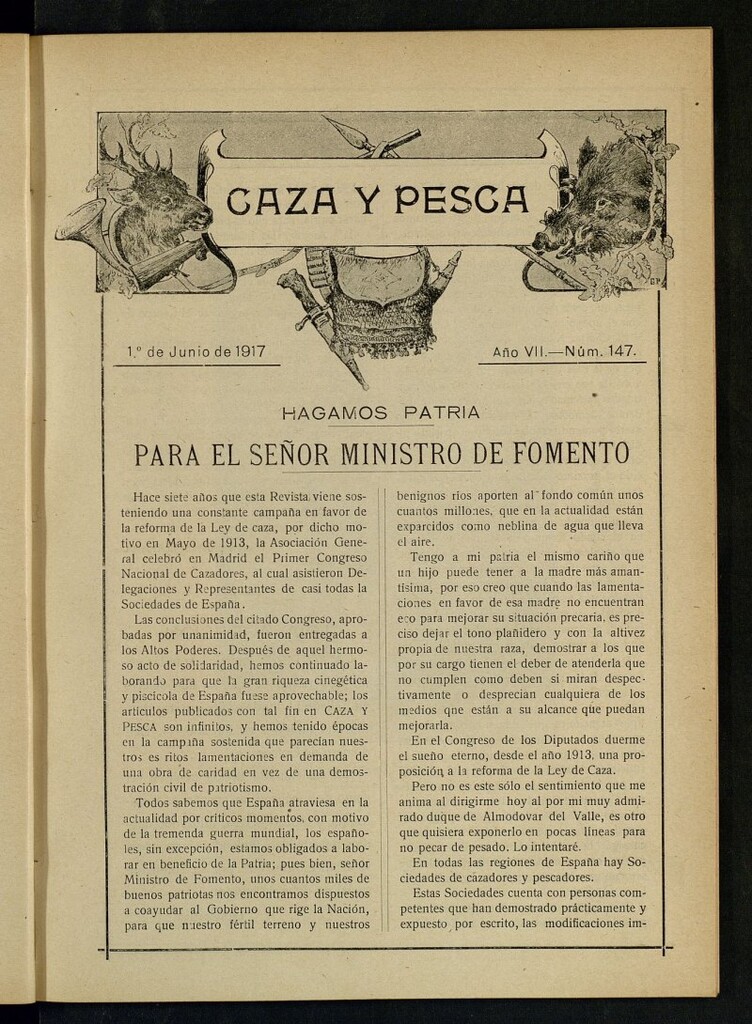 Miniatura de Caza y Pesca, de 1 de junio de 1917, nº 147