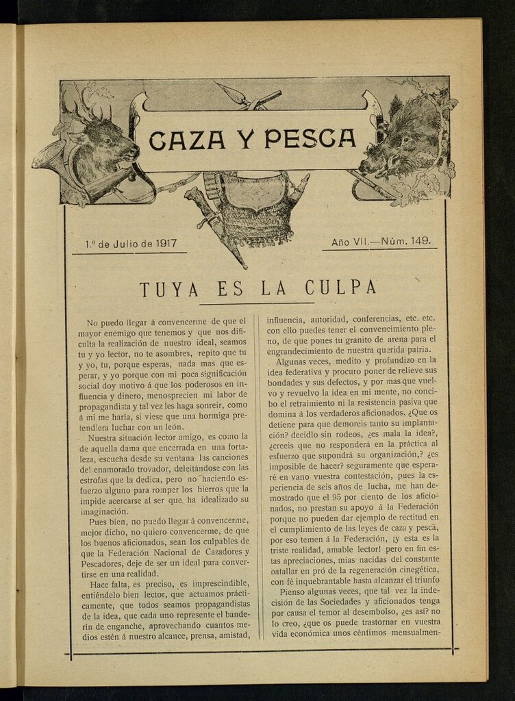 Miniatura de Caza y Pesca, de 1 de julio de 1917, nº 149