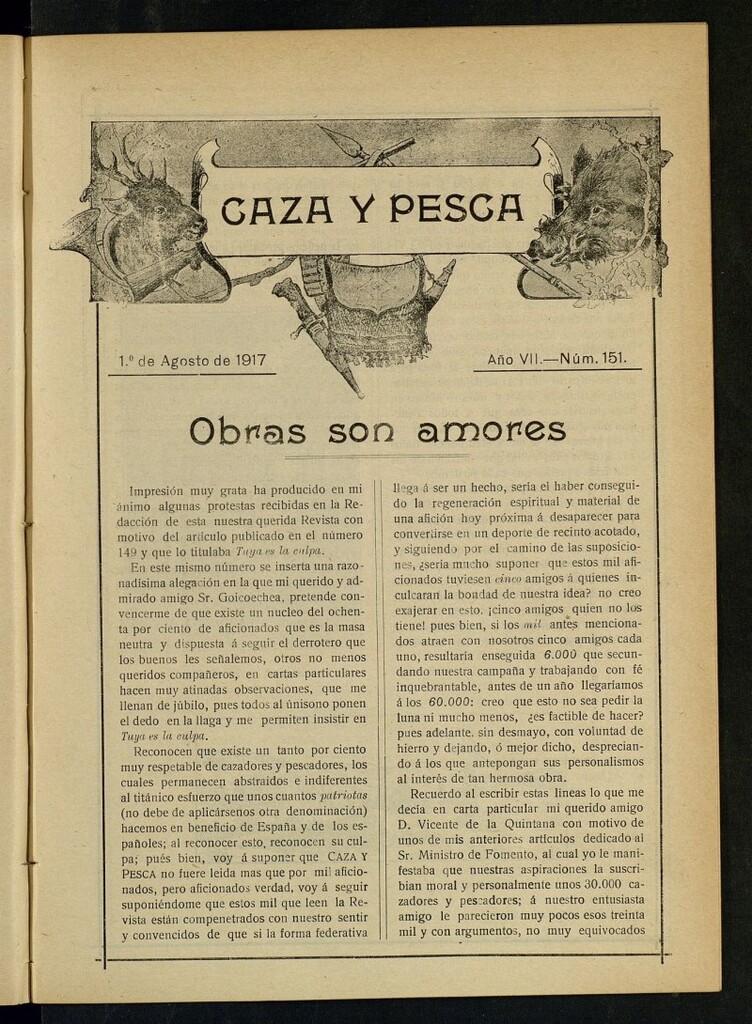 Miniatura de Caza y Pesca, de 1 de agosto de 1917, nº 151