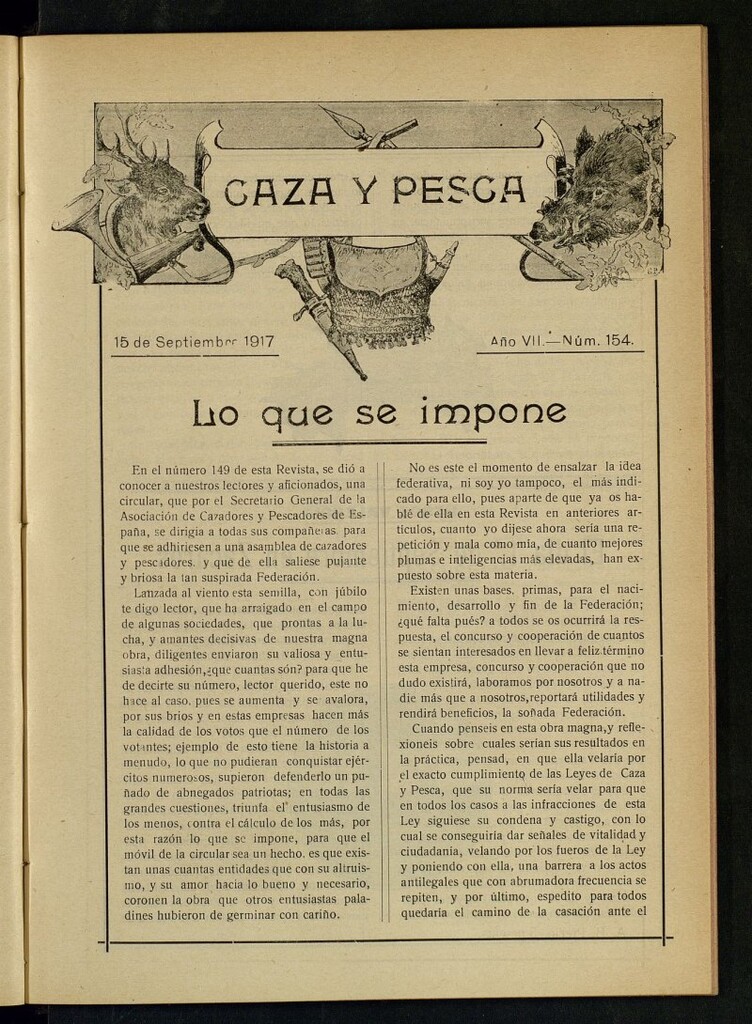 Miniatura de Caza y Pesca, de 15 de septiembre de 1917, nº 154