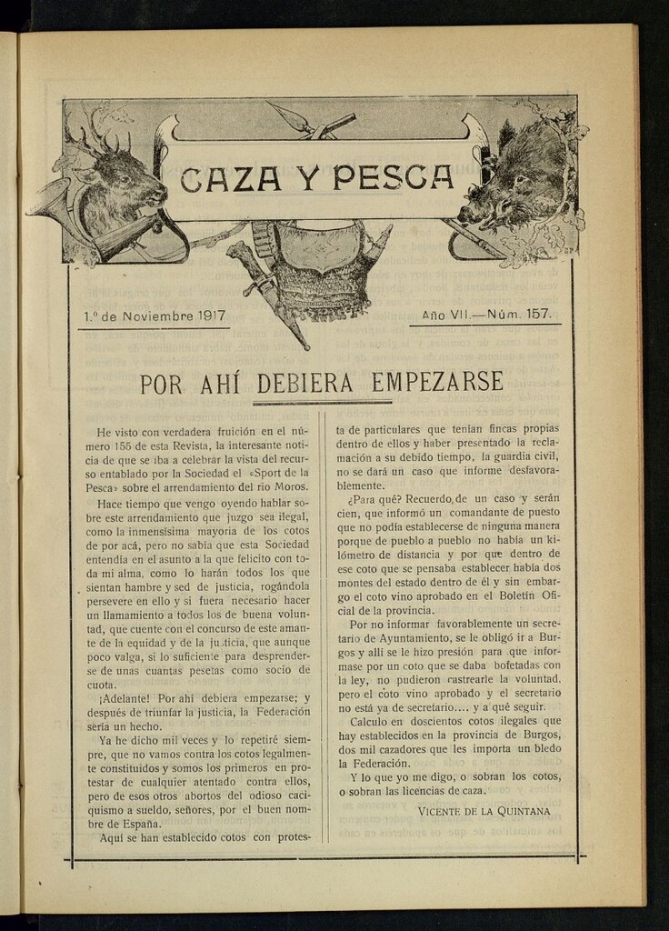 Miniatura de Caza y Pesca, de 1 de noviembre de 1917, nº 157