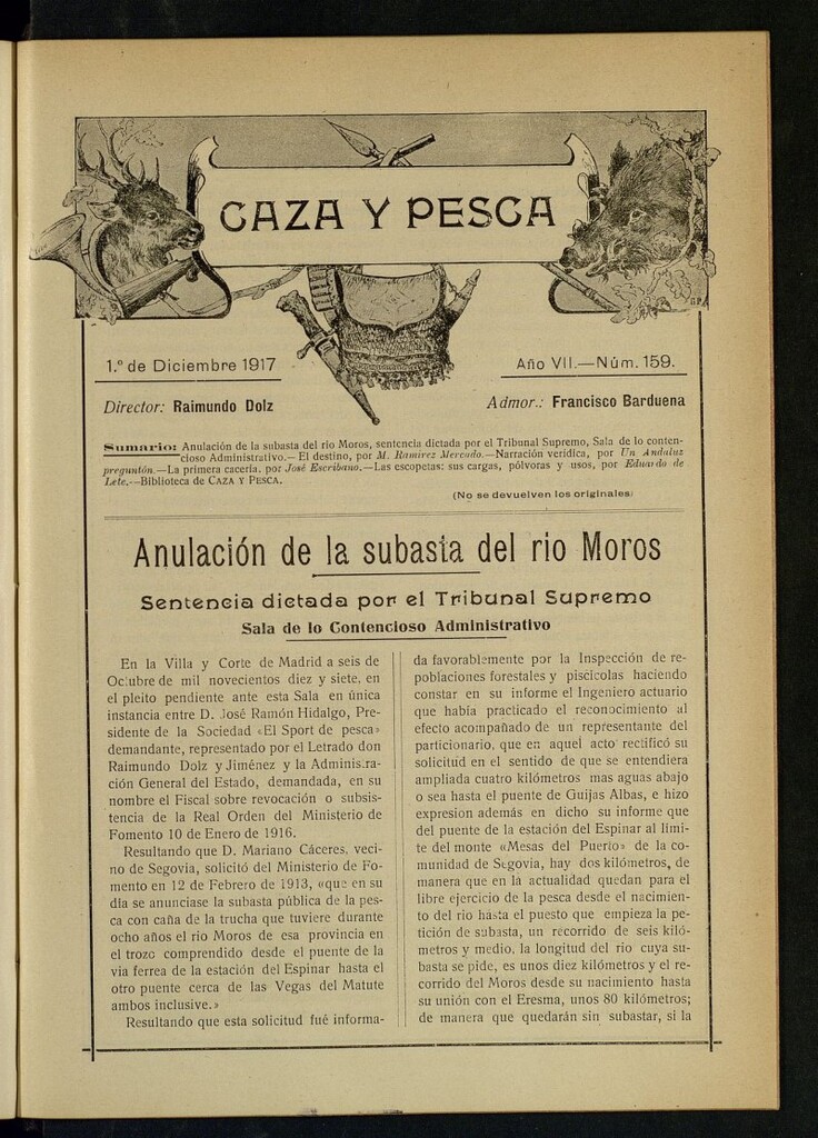 Miniatura de Caza y Pesca, de 1 de diciembre de 1917, nº 159