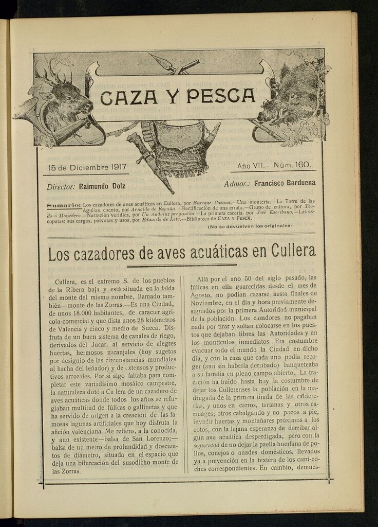 Miniatura de Caza y Pesca, de 15 de diciembre de 1917, nº 160