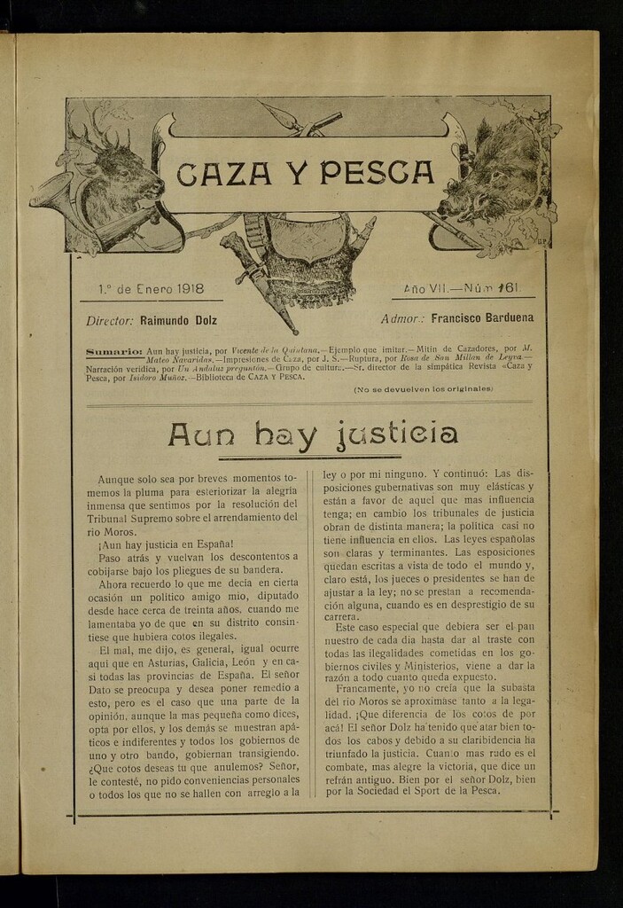 Miniatura de Caza y Pesca, de 1 de enero de 1918, nº 161