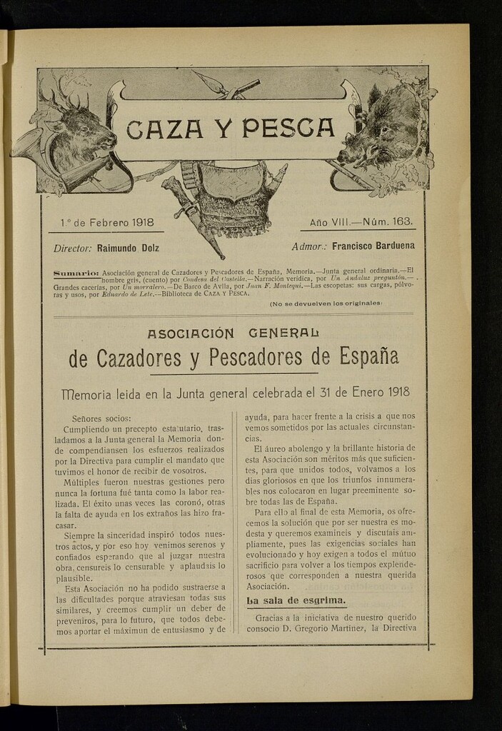 Miniatura de Caza y Pesca, de 1 de febrero de 1918, nº 163