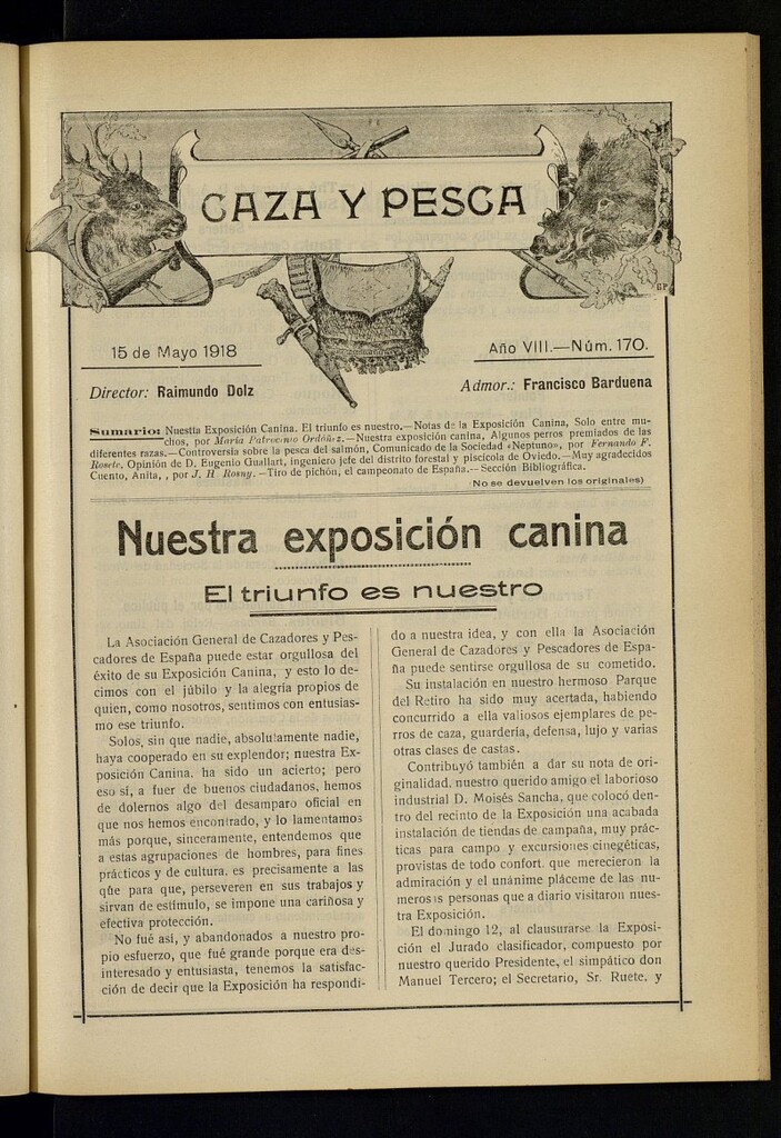 Miniatura de Caza y Pesca, de 15 de mayo de 1918, nº 170