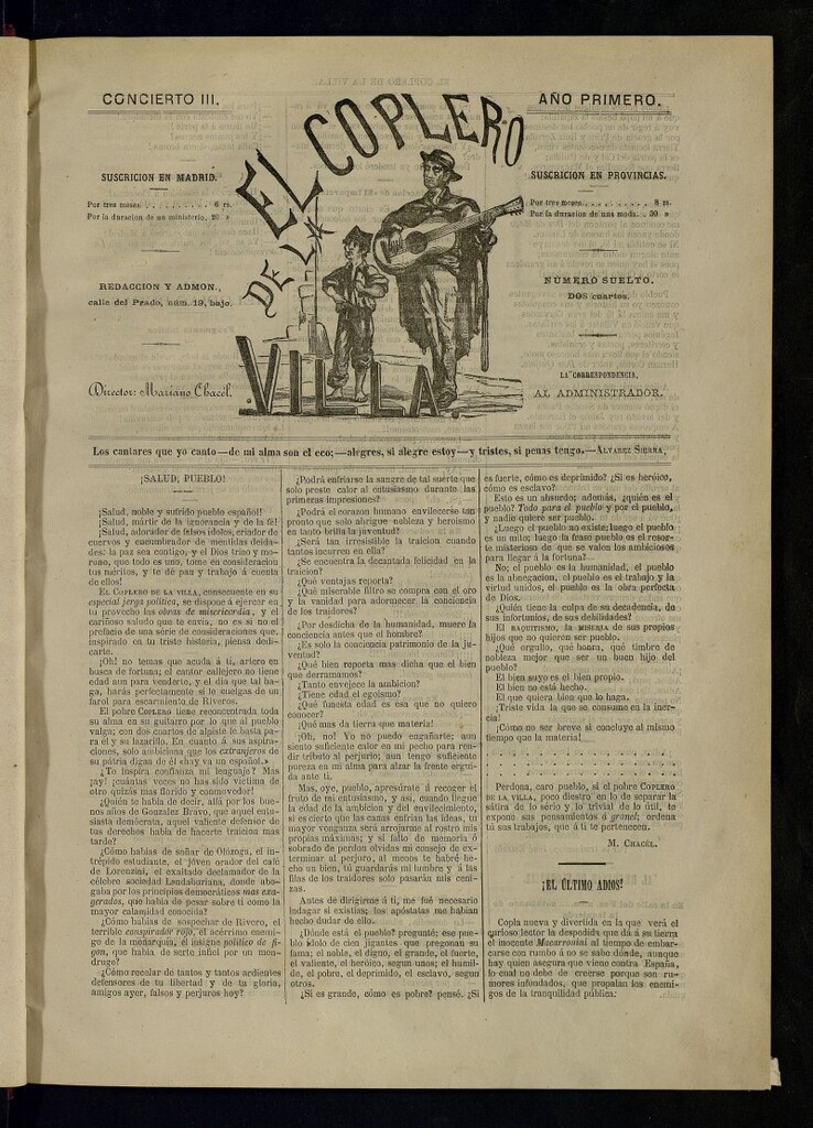 Miniatura de El Coplero de la Villa, concierto nº III, de 1870