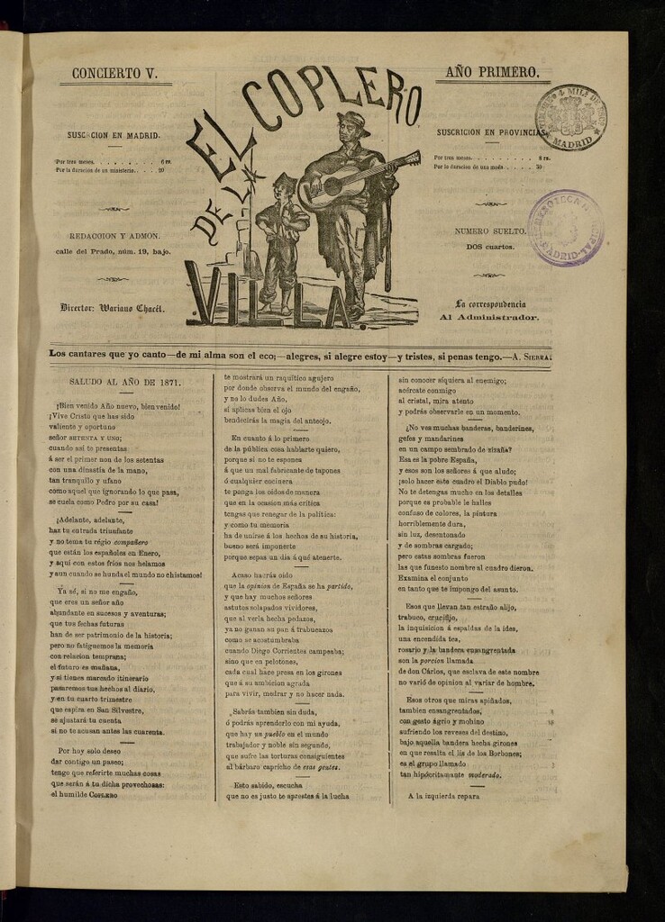 Miniatura de El Coplero de la Villa, concierto nº V. de 1870