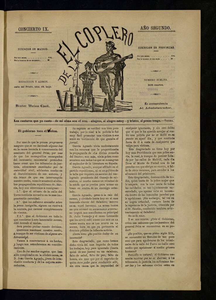 Miniatura de El Coplero de la Villa, concierto nº IX, de 1870