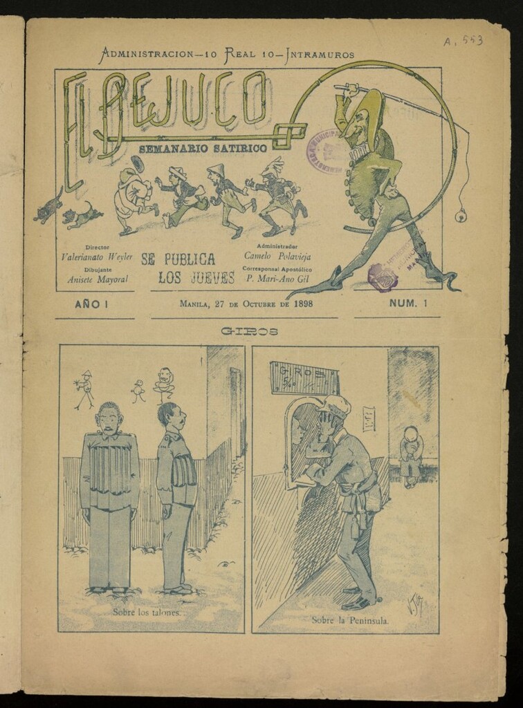 Miniatura de El Bejuco : semanario satírico de 27 de octubre de 1898, nº 1