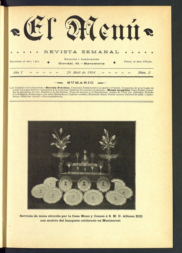 Miniatura de El Menú: revista semanal del 28 de abril de 1904, nº 2