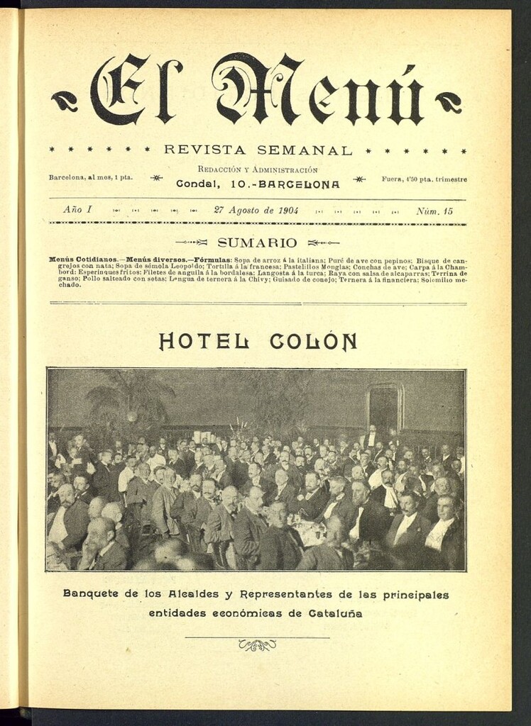 Miniatura de El Menú: revista semanal del 27 de agosto de 1904, nº 15