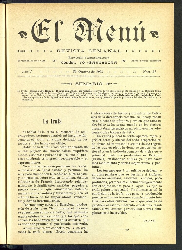 Miniatura de El Menú: revista semanal del 29 de octubre de 1904, nº 24