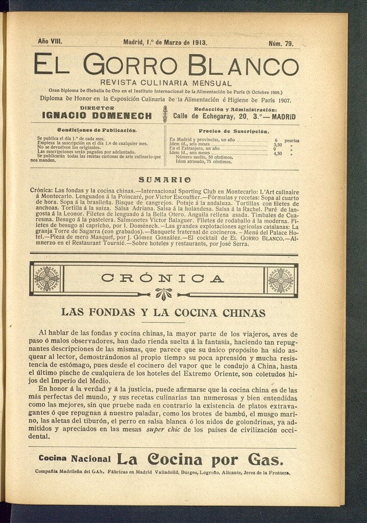 Miniatura de El gorro blanco: revista culinaria mensual del 1 de marzo de 1913, nº 79