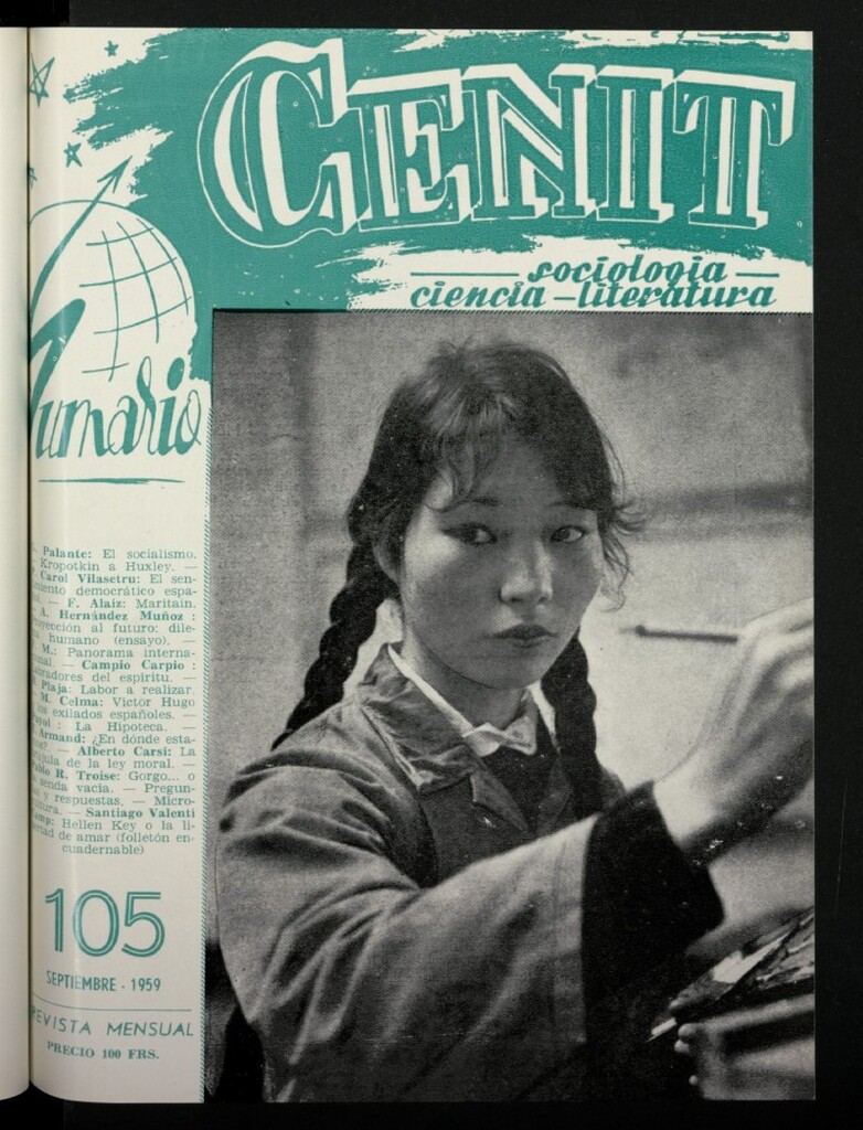 Miniatura de Cenit : revista mensual de Sociología, Ciencia y Literatura de septiembre de 1959, nº 105