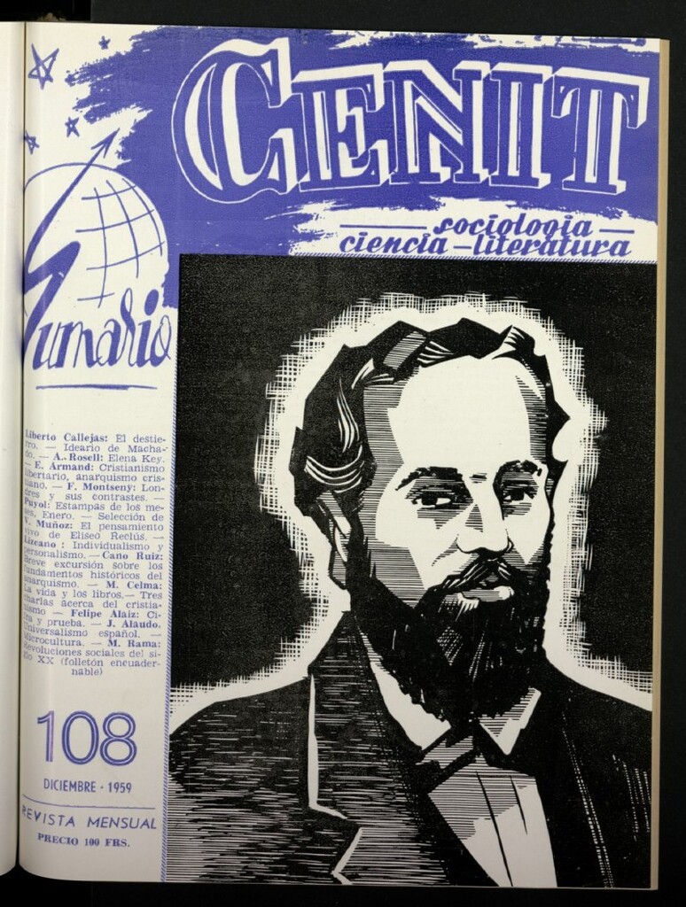 Miniatura de Cenit : revista mensual de Sociología, Ciencia y Literatura de diciembre de 1959, nº 108