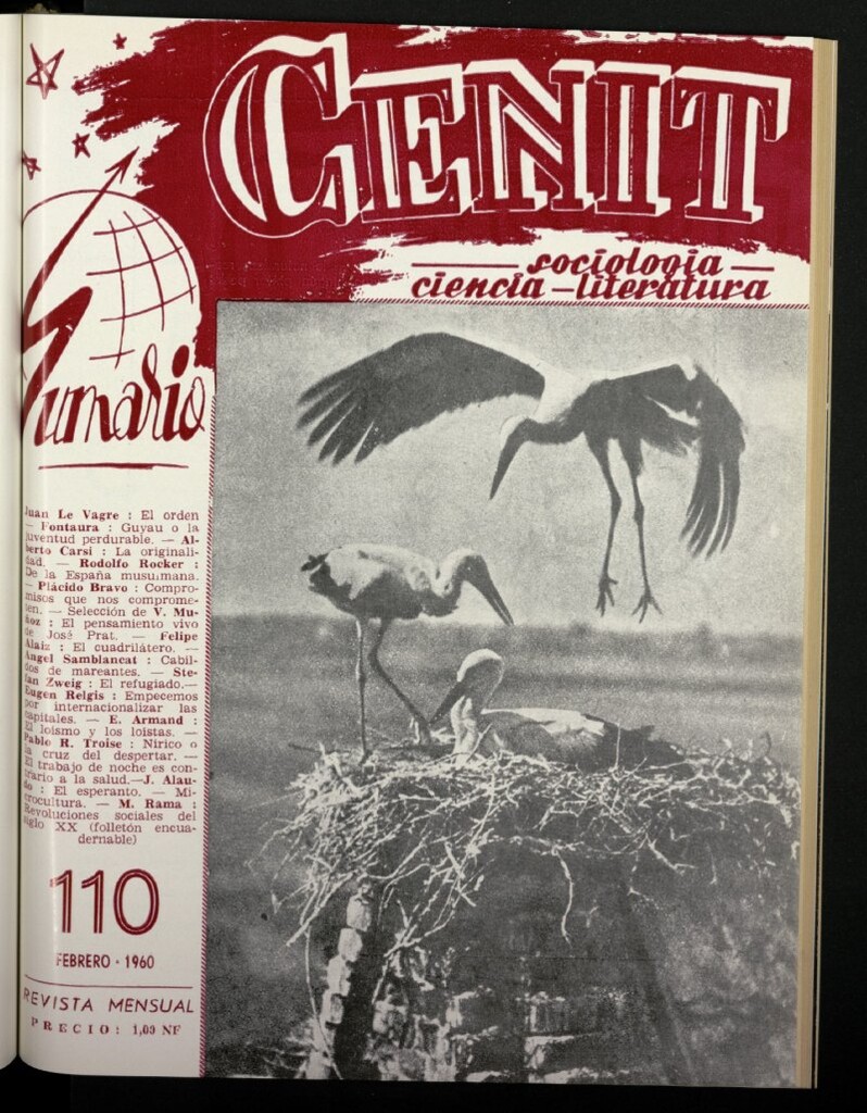 Miniatura de Cenit : revista mensual de Sociología, Ciencia y Literatura de febrero de 1960, nº 110