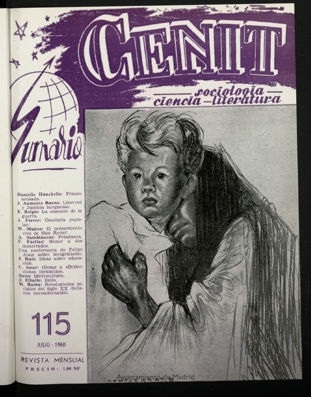 Miniatura de Cenit : revista mensual de Sociología, Ciencia y Literatura de julio de 1960, nº 115