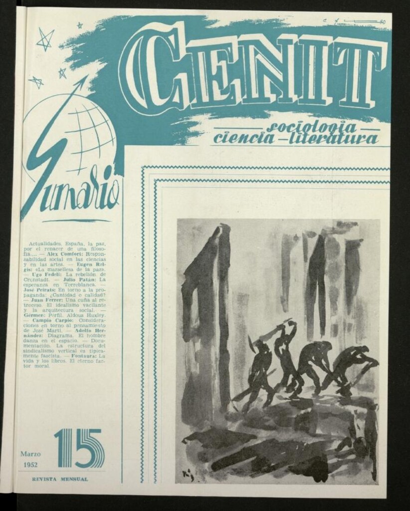 Miniatura de Cenit : revista mensual de Sociología, Ciencia y Literatura de marzo de 1952, nº 15