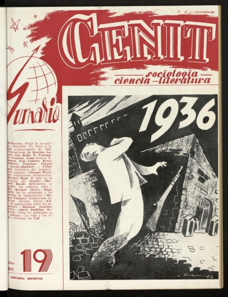 Miniatura de Cenit : revista mensual de Sociología, Ciencia y Literatura de julio de 1952, nº 19