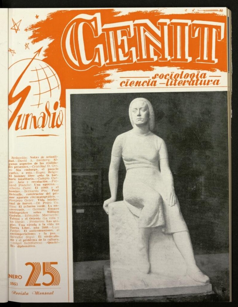 Miniatura de Cenit : revista mensual de Sociología, Ciencia y Literatura de enero de 1953, nº 25
