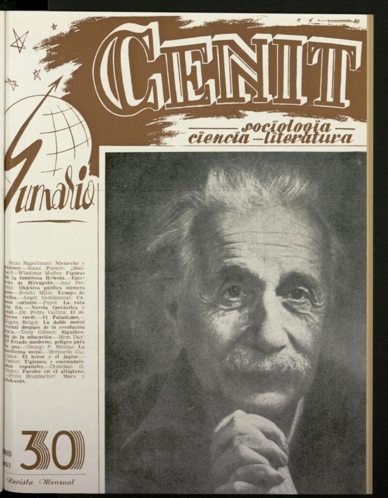 Miniatura de Cenit : revista mensual de Sociología, Ciencia y Literatura de junio de 1953, nº 30
