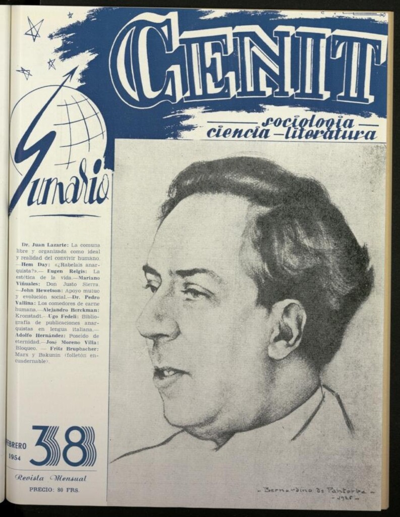 Miniatura de Cenit : revista mensual de Sociología, Ciencia y Literatura de febrero de 1954, nº 38
