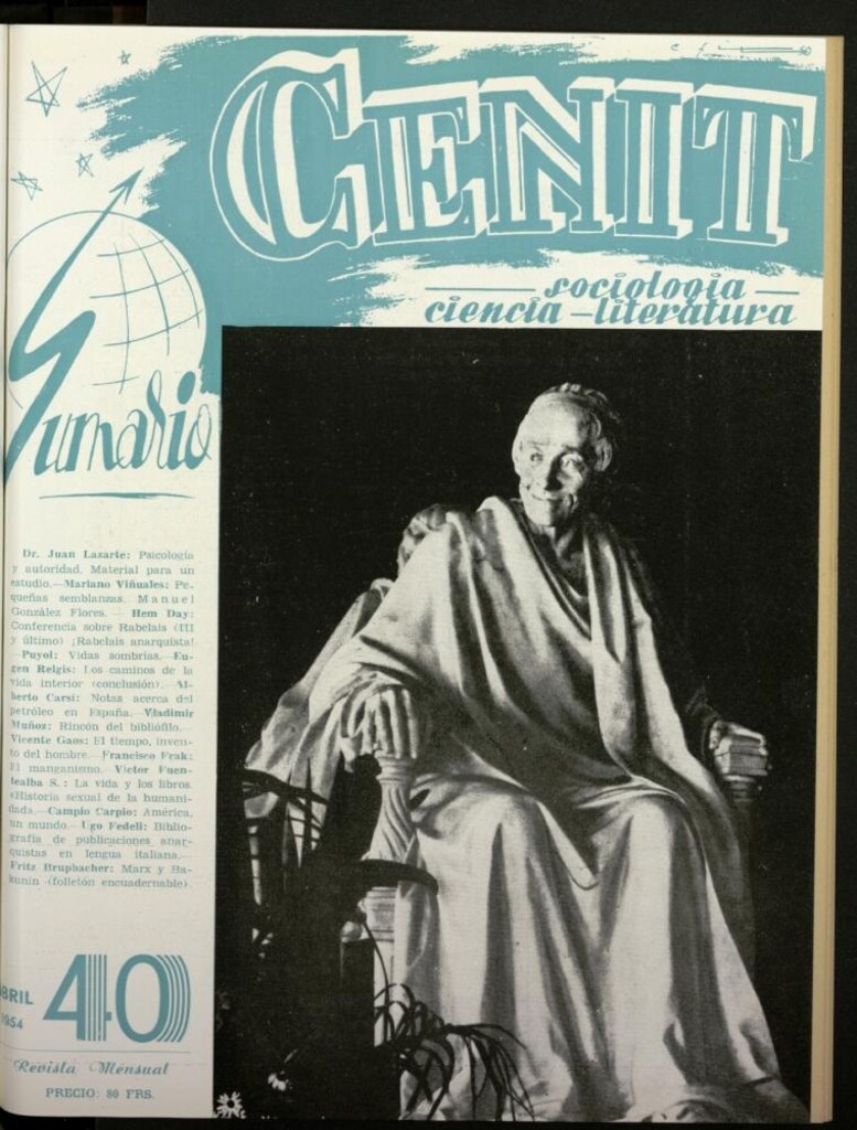 Miniatura de Cenit : revista mensual de Sociología, Ciencia y Literatura de abril de 1954, nº 40