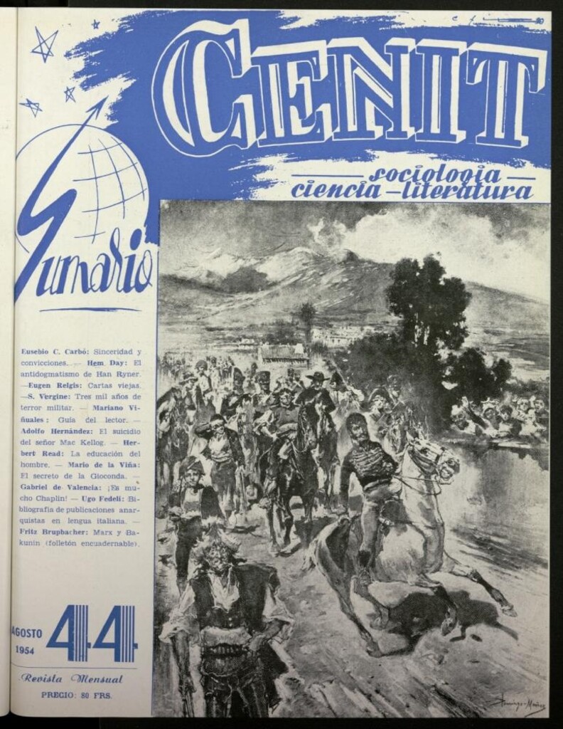 Miniatura de Cenit : revista mensual de Sociología, Ciencia y Literatura de agosto de 1954, nº 44