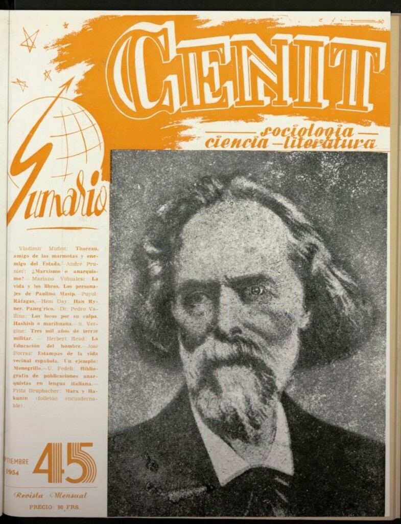 Miniatura de Cenit : revista mensual de Sociología, Ciencia y Literatura de septiembre de 1954, nº 45