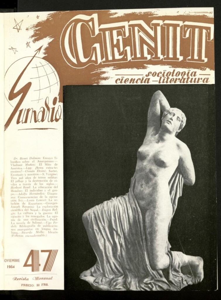 Miniatura de Cenit : revista mensual de Sociología, Ciencia y Literatura de noviembre de 1954, nº 47